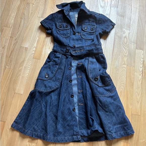 Colcci Dresses & Skirts - Colcci Jeans Vintage Mid-Length Faux Denim Button Dress